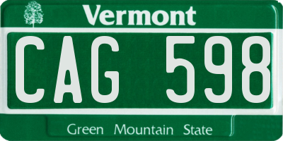 VT license plate CAG598