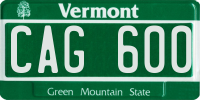 VT license plate CAG600