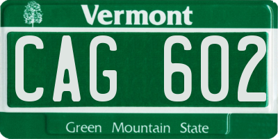 VT license plate CAG602