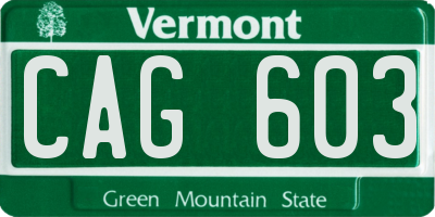 VT license plate CAG603