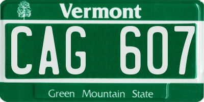 VT license plate CAG607
