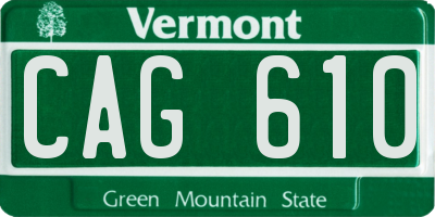 VT license plate CAG610