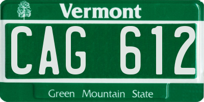 VT license plate CAG612