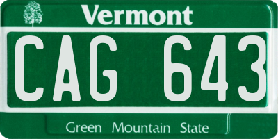 VT license plate CAG643