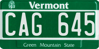 VT license plate CAG645