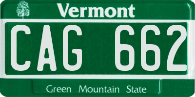 VT license plate CAG662