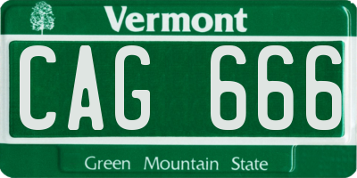 VT license plate CAG666