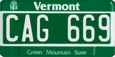 VT license plate CAG669