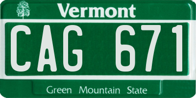 VT license plate CAG671