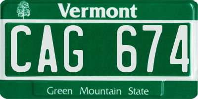 VT license plate CAG674
