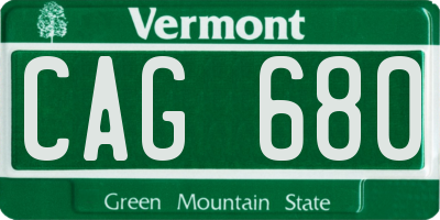 VT license plate CAG680