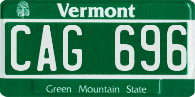 VT license plate CAG696