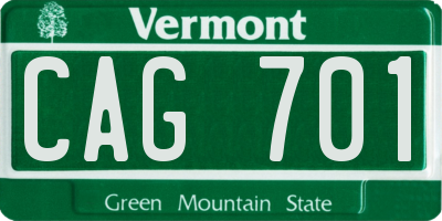 VT license plate CAG701