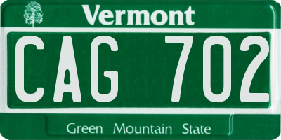 VT license plate CAG702