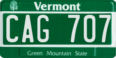 VT license plate CAG707