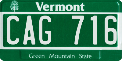 VT license plate CAG716
