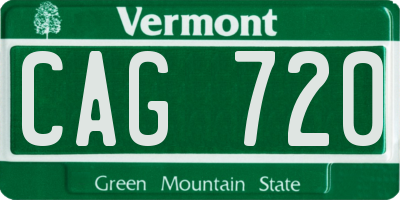 VT license plate CAG720