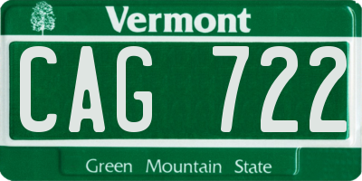 VT license plate CAG722
