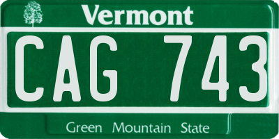 VT license plate CAG743