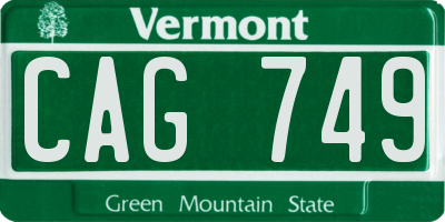 VT license plate CAG749