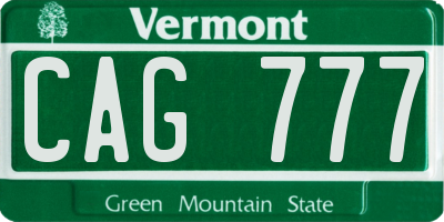 VT license plate CAG777