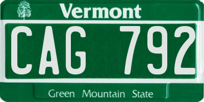 VT license plate CAG792