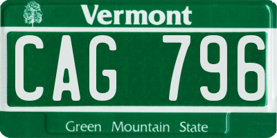 VT license plate CAG796