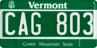 VT license plate CAG803