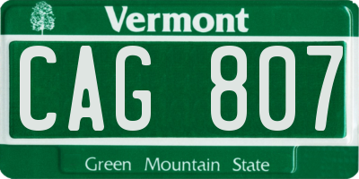 VT license plate CAG807