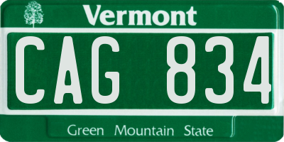 VT license plate CAG834