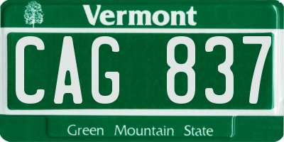 VT license plate CAG837
