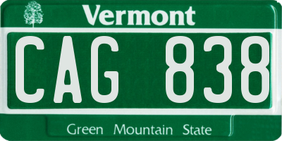 VT license plate CAG838