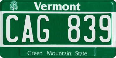 VT license plate CAG839