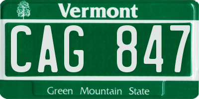 VT license plate CAG847