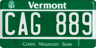 VT license plate CAG889