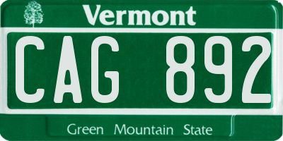 VT license plate CAG892