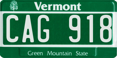 VT license plate CAG918
