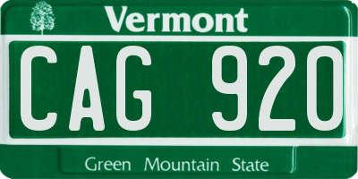 VT license plate CAG920