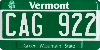 VT license plate CAG922