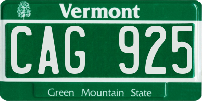 VT license plate CAG925