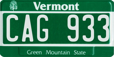 VT license plate CAG933