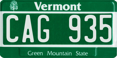 VT license plate CAG935