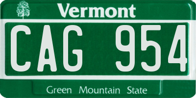 VT license plate CAG954