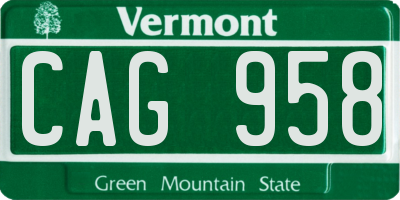 VT license plate CAG958
