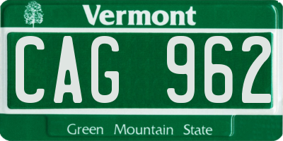 VT license plate CAG962