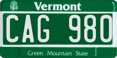 VT license plate CAG980