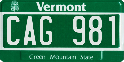 VT license plate CAG981