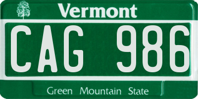 VT license plate CAG986