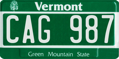 VT license plate CAG987