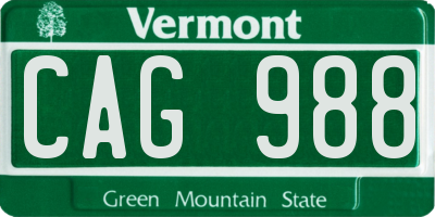 VT license plate CAG988